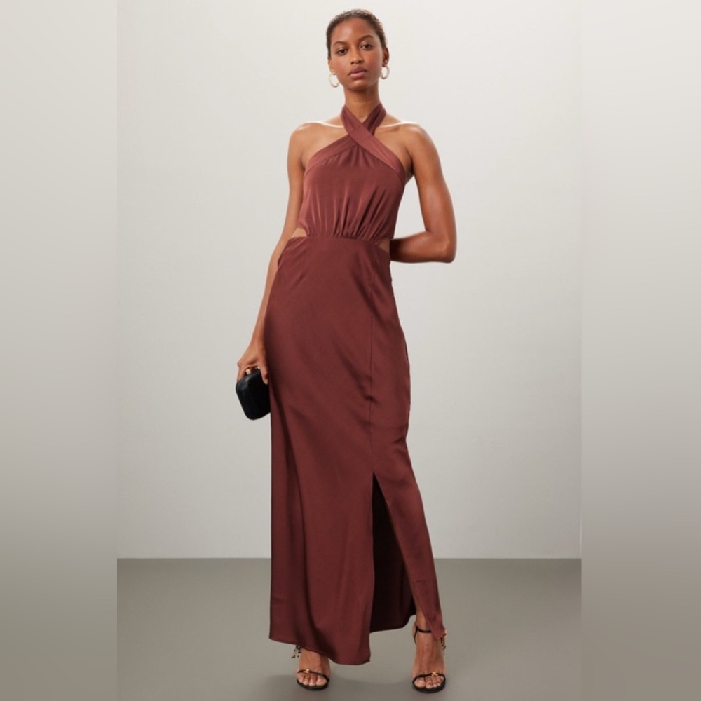 Finlay Midi Dress Gown in Clay Mink Pink size medium 
Mrsp$169